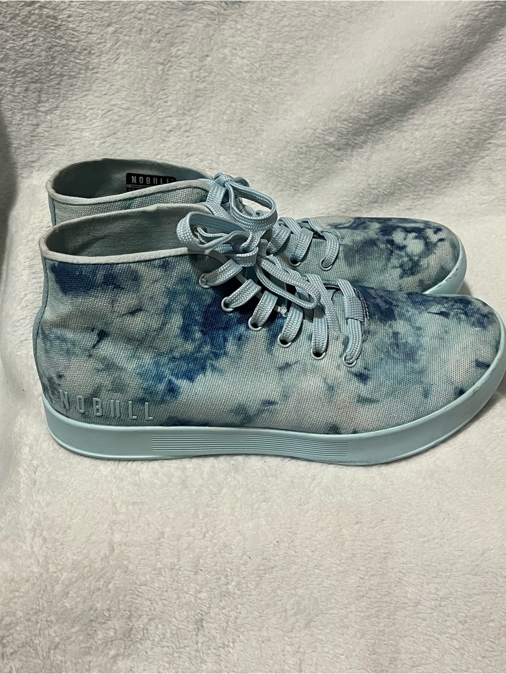 NOBULL Light Blue and Navy Tie-Dye High-Top Sneakers